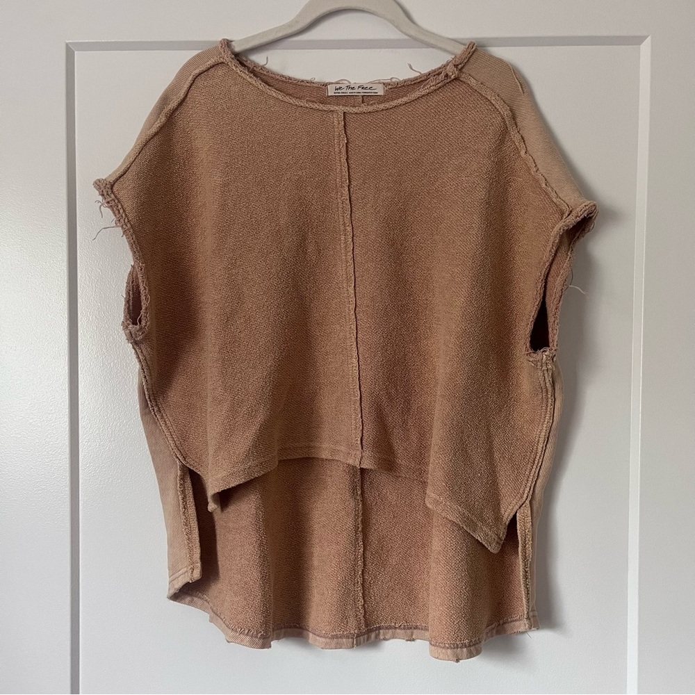 Free People Cotton Terry Cloth High Low Top XS